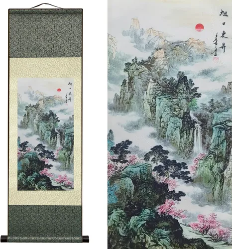 Miniatura 33 de AtfArt Decoración asiática de pared, hermosa pintura de pergamino de seda, 4 flores de hombre justo, orquídea ciruela, bambú, crisantemo, decoración