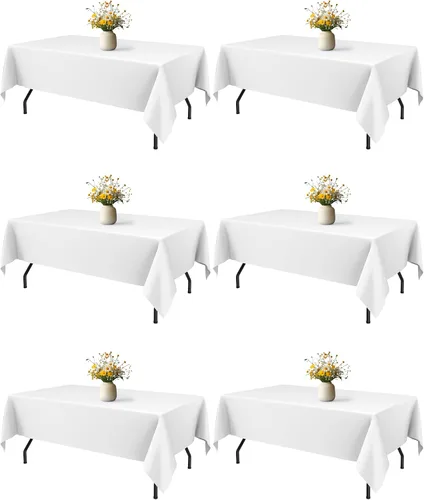 Miniatura 16 de Niuara Mantel de Mesa Rectangular Negro - Paquete de 6, 60" × 84" Mantel de Tela Lavable para Mesas de 5 Pies, Resistente a las Arrugas y a Prueba