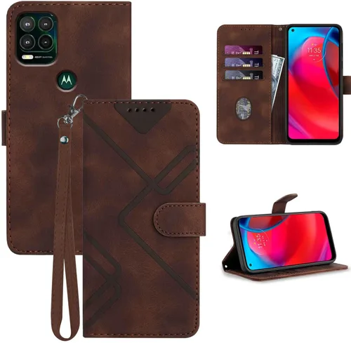 Miniatura 8 de Funda para teléfono Moto G Stylus 5G 2021, tarjetero de cuero, correa de muñeca, cierre magnético, a prueba de golpes, funda protectora con tapa