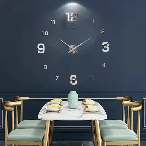 Miniatura 10 de Reloj de pared grande de bricolaje, espejo 3D, moderno, digital, de pared, decorativo, para el hogar, sala de estar, dormitorio, oficina, decoración