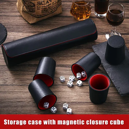 Miniatura 4 de Liliful El juego de 2 tazas de cuero incluye 10 tazas de juego de cuero, 50 dados y 2 fundas de almacenamiento con cierre magnético, regalo de juego