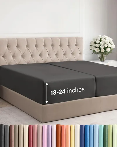 Miniatura 141 de Sábana bajera ajustable extra profunda tamaño completo – Sábana bajera individual de lujo para hotel únicamente – Se adapta fácilmente a colchones