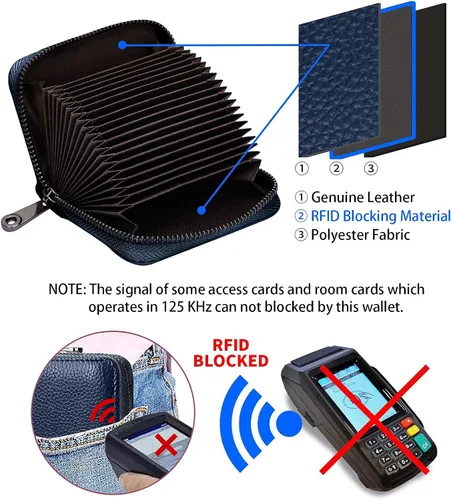 Miniatura 3 de Linno RFID 20 ranuras para tarjetas de crédito titular de la tarjeta de crédito de cuero genuino pequeño caso para mujeres u hombres cartera