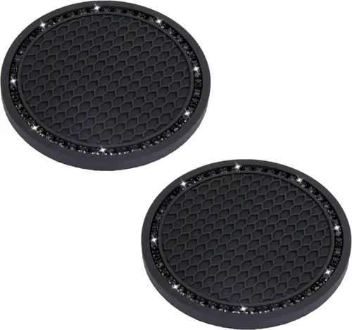 BFXM 2 PCS Posavasos Brillantes para Portavasos de Auto, 2.75 pulgadas Diamante Universal Antideslizante de Silicona Posavasos para Portavasos,