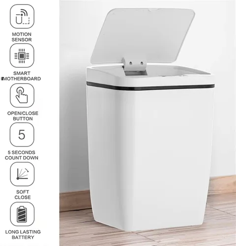 Miniatura 8 de BONAD Basurero de cocina de 12 litros de inducción para dormitorio, sala de estar, baño con tapa, papelera para el hogar, papelera automática