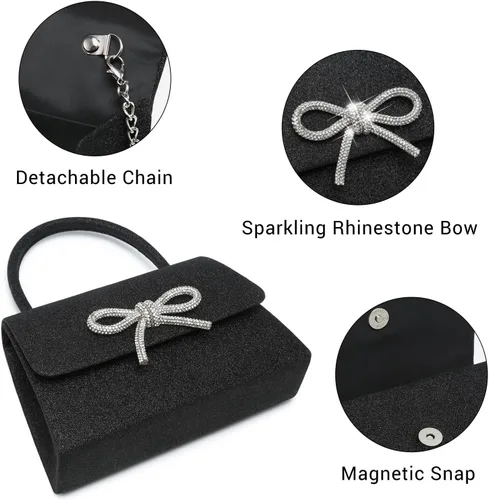 Miniatura 55 de Dasein Bolso de noche para mujer, embragues de fiesta, bolsos de boda, cóctel, baile de graduación, bolsos con purpurina esmerilada