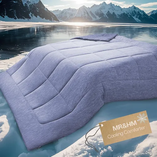 MR&HM Edredón refrescante de tamaño Twin/Twin XL, manta de doble cara refrescante para personas que duermen con calor, ropa de cama sedosa y