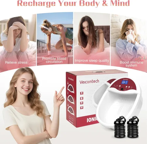 Miniatura 8 de veicomtech Máquina de desintoxicación de baño de pies iónico, máquina de desintoxicación de pies 3 en 1, máquina profesional de desintoxicación