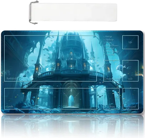 Tapete de juego MTG cosido de alta calidad con zonas y parte trasera de goma antideslizante, tapete de juego TCG para MTG y otros juegos de cartas,