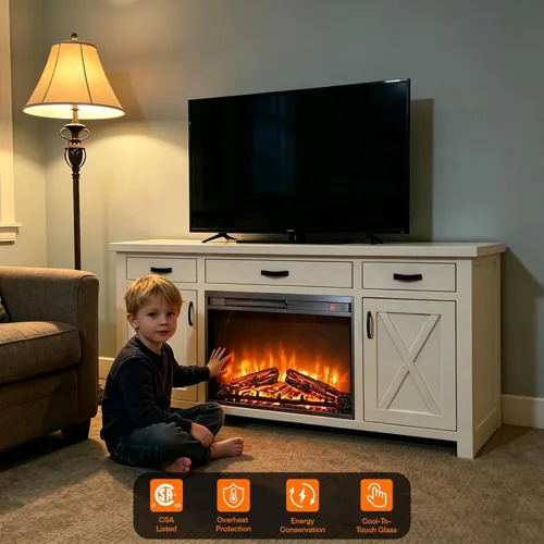 Miniatura 8 de Inserto de chimenea eléctrica de 26 pulgadas, brillo ajustable de 4 llamas, calentador de chimenea con control remoto, temporizador de 8 horas