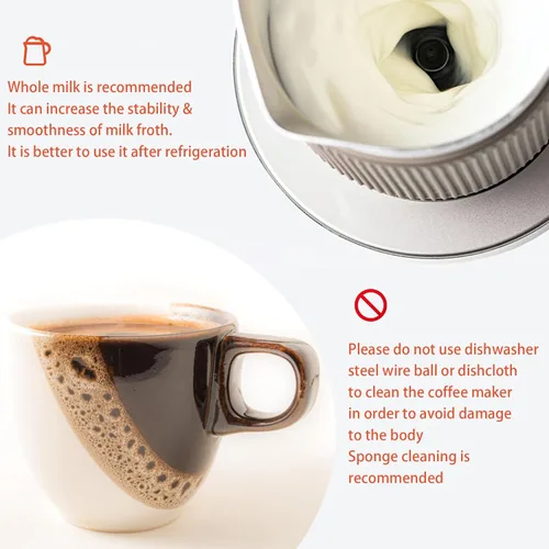 Miniatura 7 de Máquina de café expreso con espumador de leche, olla eléctrica de moka 2 en 1, máquina de café expreso de aluminio con un solo toque, espuma de Negro
