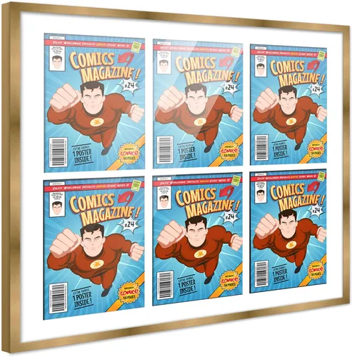 Miniatura 93 de Poster Palooza Marco de cómic con paspartú para 1 cómic de la Edad de Bronce publicado entre 1970 y 1985, marco de cómic negro para cómic de 7.25 x