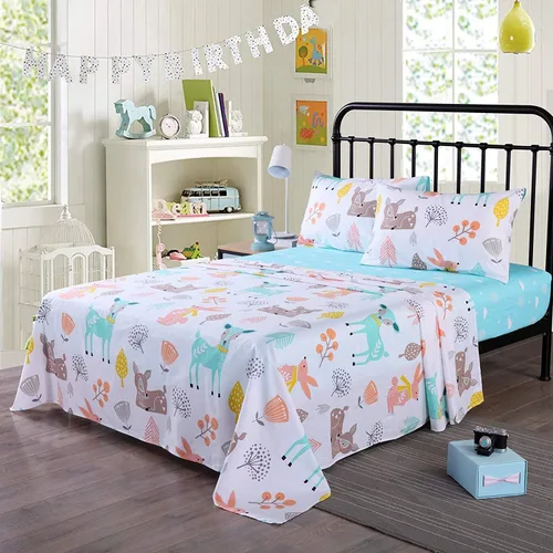 Miniatura 8 de Sábanas 100% algodón para niños, niñas, niños, adolescentes, ciervos (individual)