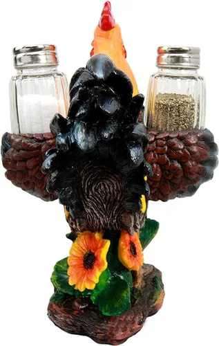 Miniatura 6 de Ebros Country Farm Barnyard Alpha Rooster - Juego de salero y pimentero, juego de figuras de girasol, aves de corral, pollo, condimentos decorativos