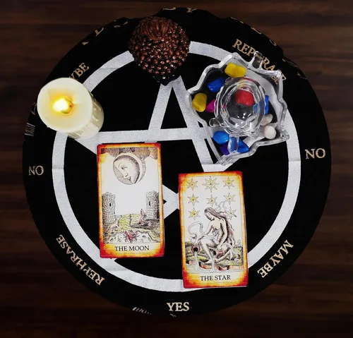 Miniatura 3 de Indian Consigners Paño de Altar A-Z Péndulo de Hechicería Pentagrama Alter Tarot Spread Wiccano Cuadrado Paño de Mesa Sagrado Paño Espiritual