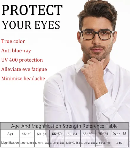 Miniatura 4 de Paquete de 4 Gafas de Lectura con Bloqueo de Luz Azul para Hombres, Anteojos Cómodos y Ligeros con Bisagra de Resorte Flexible, Anti Fatiga Paquete