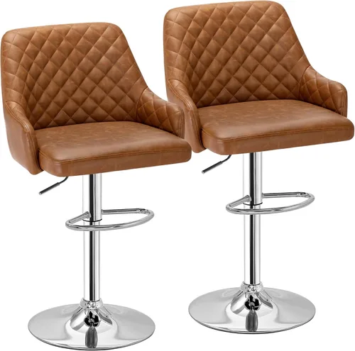 Miniatura 9 de VECELO Juego de 2 taburetes de bar ajustables, taburetes de altura de barra para encimera de cocina