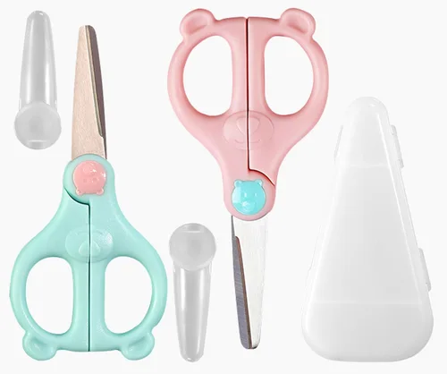 Miniatura 13 de Tijeras de comida para bebés, tijeras Kicthen - Paquete de 2 tijeras portátiles para niños saludables, tijeras de acero inoxidable con estuche