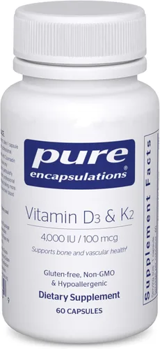 Pure Encapsulations Vitamina D3 y K2 – Apoyo a la salud ósea y vascular – Apoyo a la función inmunológica* – Sin gluten – Sin OMG – 60 cápsulas