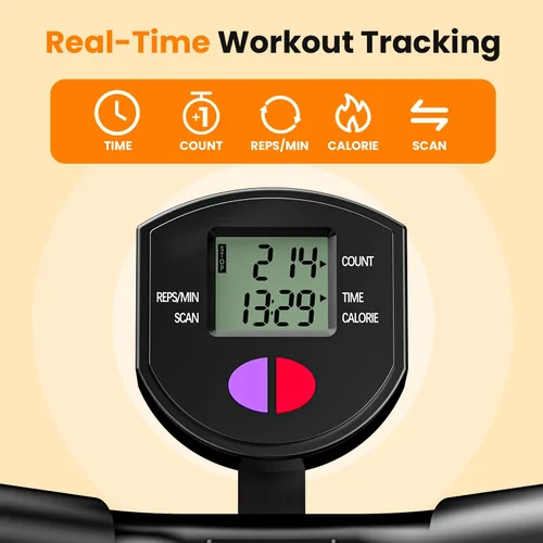 Miniatura 3 de OWLSKY - Máquina de remo y sentadillas para entrenamiento en casa, plegable con asistencia para sentadillas y entrenador de remo con monitor LCD, 3