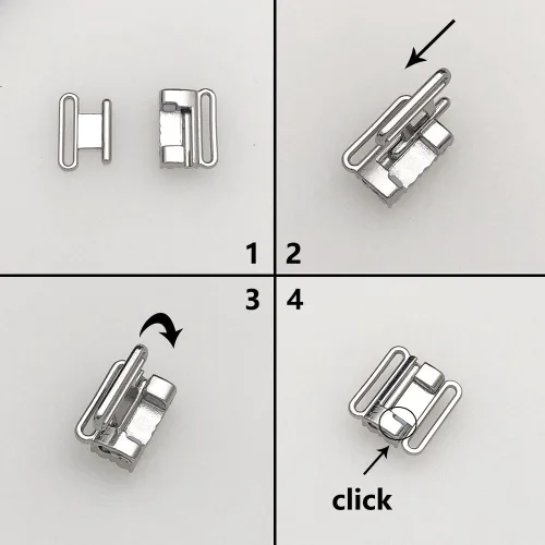 Miniatura 4 de VEVESI 10 Sets12mm Metal Bra Rhinestone Front Clasp Bikini Cierre Lencería Costura Reemplazo Parte