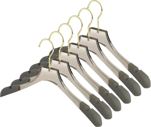 Miniatura 10 de Besser - Perchas acrílicas de lujo de 15 pulgadas, paquete de 6 perchas acrílicas doradas con hombros anchos para abrigo, perchas antideslizantes