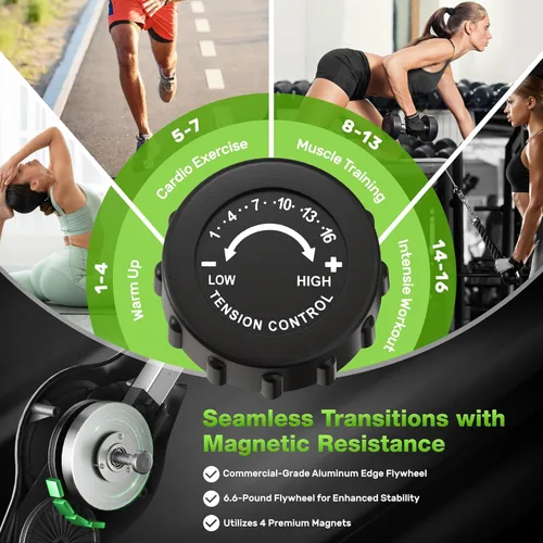 Miniatura 8 de Bicicleta de Ejercicio, Bicicleta Estática Plegable 5 en 1 para Personas Mayores, Resistencia Magnética Ajustable de 16 Niveles, Bicicleta de Gris