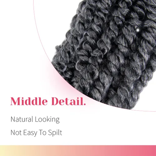 Miniatura 5 de BOHOBABE Cabello de Ganchillo Pre-retorcido Passion Twist de 14 Pulgadas Cabello Corto Ombré Gris Pre-enrollado de Ganchillo Passion Twist para Gris