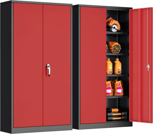 Miniatura 37 de INTERGREAT Armario de almacenamiento de metal con cerradura, gabinete de almacenamiento de metal con cerradura de 72 pulgadas de alto con puertas