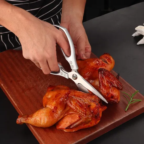Miniatura 9 de Tijeras de cocina resistentes, paquete de 2, hoja afilada de acero inoxidable de alta calidad, tijeras de carne aptas para lavavajillas, tijeras