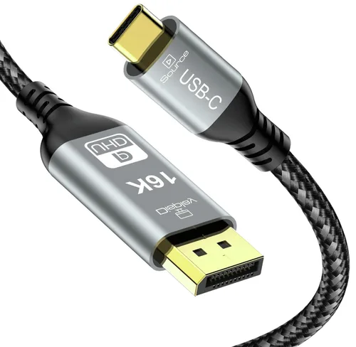 Cable USB C a DisplayPort 2.1, 16K @30Hz 8K a 120Hz 4K @240Hz, cable Thunderbolt 5 a DP, 40Gbps, tipo C compatible con MacBook Pro M4, M3, iPhone 16