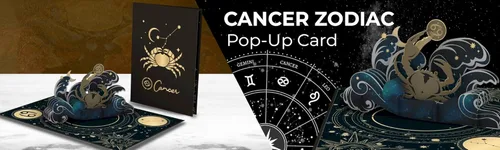 Miniatura 8 de iGifts And Cards Tarjeta desplegable de cumpleaños del zodiaco de cáncer, felicitación de horóscopo de astrología 3D con tarjeta de notas y sobre
