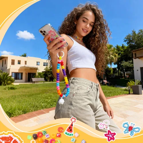 Miniatura 10 de Simetufy 3600 cuentas de poni a granel, 24 colores surtidos, cuentas de plástico arcoíris para trenzar el cabello, pulseras de amistad, 3600 Clásico