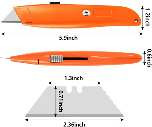 Miniatura 4 de DIYSELF Paquete de 2 cuchillos utilitarios, cortador retráctil, resistente (naranja)