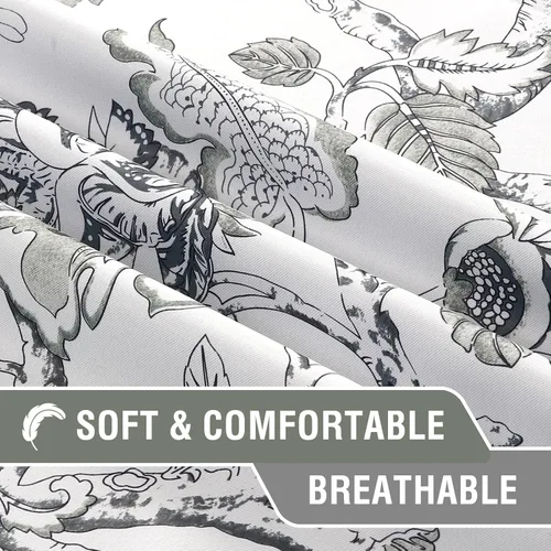 Miniatura 5 de H.VERSAILTEX Cortinas opacas de 63 pulgadas de largo, juego de 2 paneles de cortinas con estampado floral para sala de estar, cortinas de ventana
