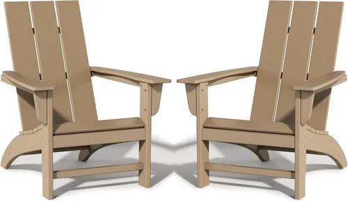 Miniatura 22 de Silla Adirondack de Madera Sintética Adiromoti, Sillas de Patio Resistente a Todo Clima, Aspecto de Madera, Silla Pre-Ensamblada para Fuego al Aire