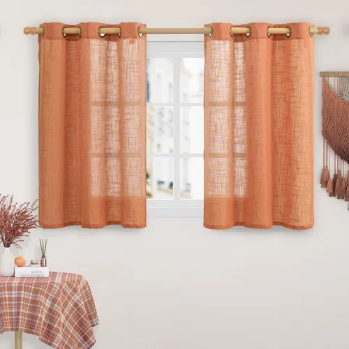 Miniatura 84 de LAMIT Cortinas de lino sintético para dormitorio, paneles filtrantes de luz, cortinas de lino con protección de privacidad con ojales para ventanas