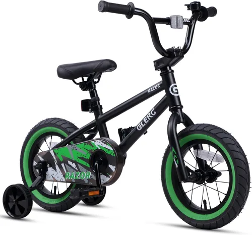 Glerc Bicicleta para niños de 1 a 8 años, bicicleta para niños de 12 a 16 pulgadas, estilo BMX, con ruedas de entrenamiento, bicicleta para niños y