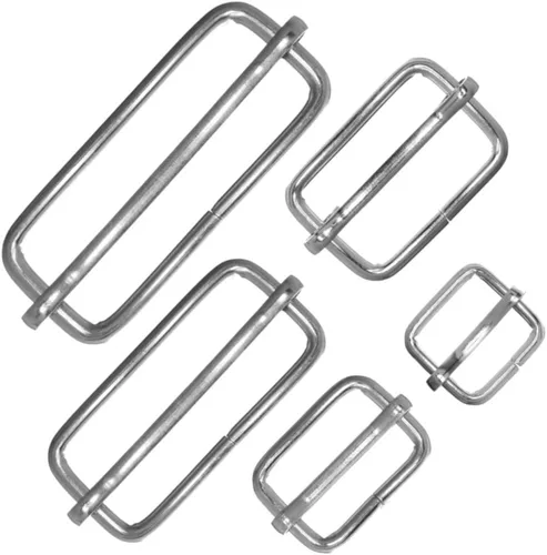 Ajustador rectangular de metal Tri-Glide Slide Hebillas - Paquete de 100 hebillas deslizantes de pasador de rodillo - Tamaños: 0.630 in, 0.748 in,