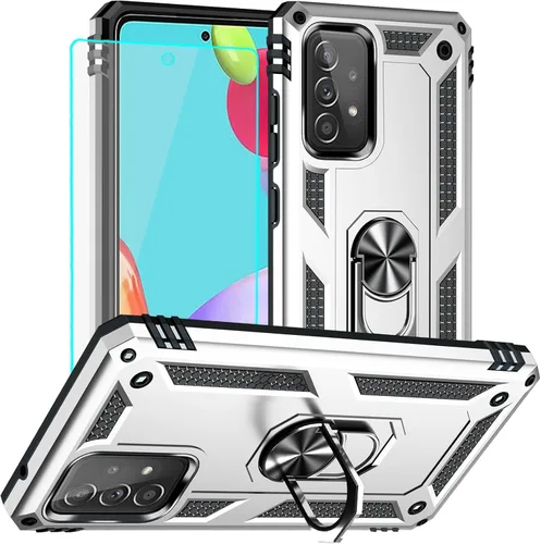 Miniatura 9 de Yiakeng Funda para Samsung A52, Galaxy A52 con protector de pantalla HD, fundas protectoras de grado militar con anillo para Samsung Galaxy A52 5G