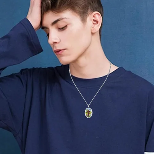 Miniatura 564 de Collar con colgante de plata de ley 925 con medalla de San Patrón, joyería religiosa para hombres y mujeres, con cadena de acero inoxidable 316L
