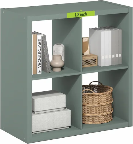 Miniatura 22 de Furinno Organizador de Almacenamiento en Cubos Decorativos con Respaldo Abierto, 4 Cubos, Gris Claro