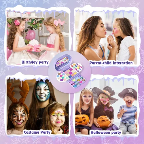 Miniatura 5 de Tomons Kit de maquillaje para niños para niña, juego de belleza de juguete cosmético lavable real, juguetes de cumpleaños, regalo para niñas de 3