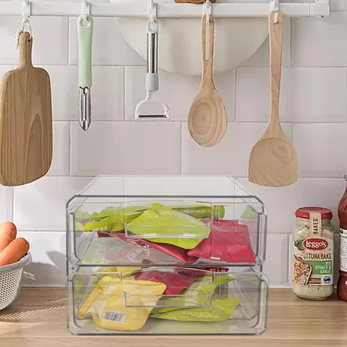 Miniatura 2 de Cajones de almacenamiento apilables transparentes, organizador de cajones de maquillaje acrílico con 2 cajones, contenedores de almacenamiento