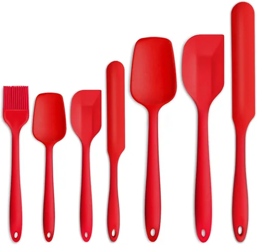 Miniatura 8 de P&P CHEF - Juego de 7 espátulas de silicona resistentes al calor, juego de utensilios de cocina para cocina antiadherente, mezcla de hornear, diseño