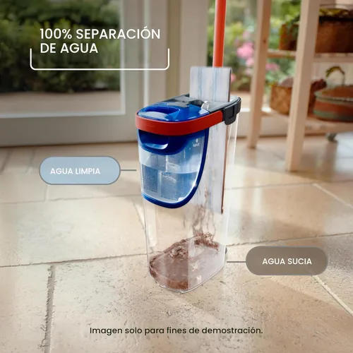 Miniatura 2 de O-Cedar H2prO Sistema de trapeador plano Herramienta de limpieza rápida Limpia con agua limpia Mopa de microfibra reutilizable y lavable a