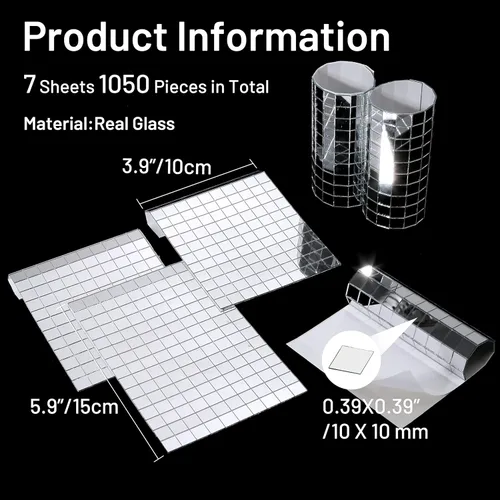Miniatura 3 de PP OPOUNT 1.050 PIEZAS Azulejos de Bola de Discoteca, Cintas Adhesivas de 10 x 10 mm para Decoración de Manualidades DIY, Pequeños Azulejos