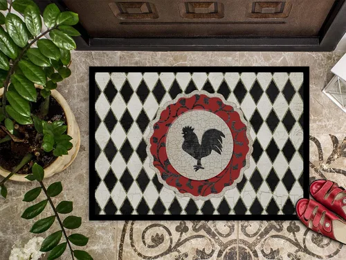 Miniatura 3 de Caroline's Treasures SB3086JMAT - Felpudo de gallo con arlequín blanco y negro, 24 x 36 pulgadas, tapete para puerta delantera, interior y exterior