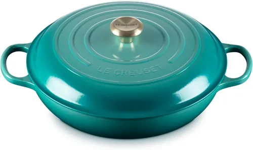 Miniatura 38 de Le Creuset Braiser Signature de hierro fundido esmaltado, 5 cuartos de galón, Flame Llama