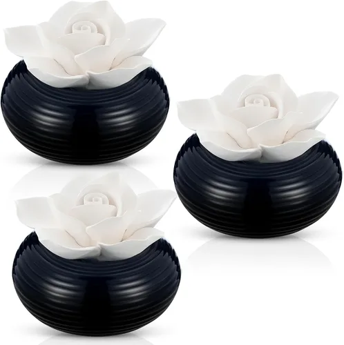 Miniatura 16 de Honeydak 1 pieza Difusor de cerámica de flores hecho a mano, difusor de aceite esencial pasivo de porcelana blanca con base, decoración decorativa